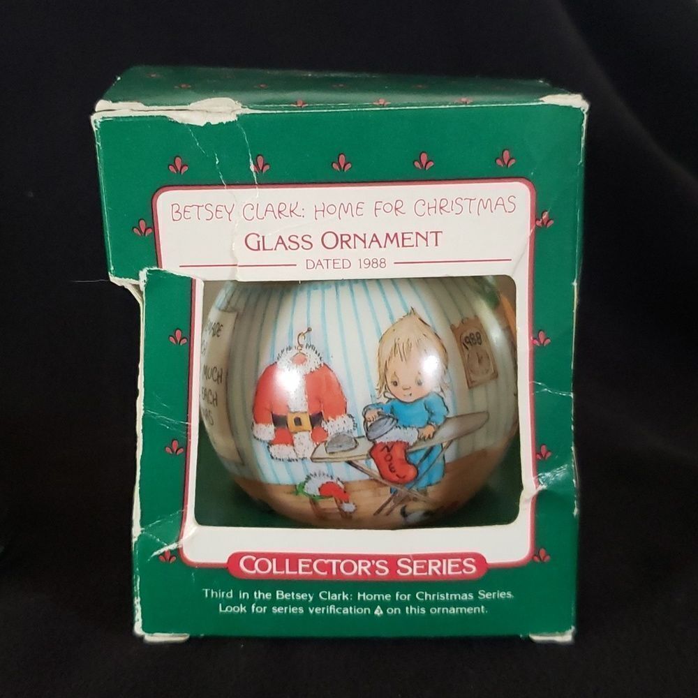 Vintage Hallmark Betsey Clark: Home for Christmas Glass Ball Ornament Dated 1988
